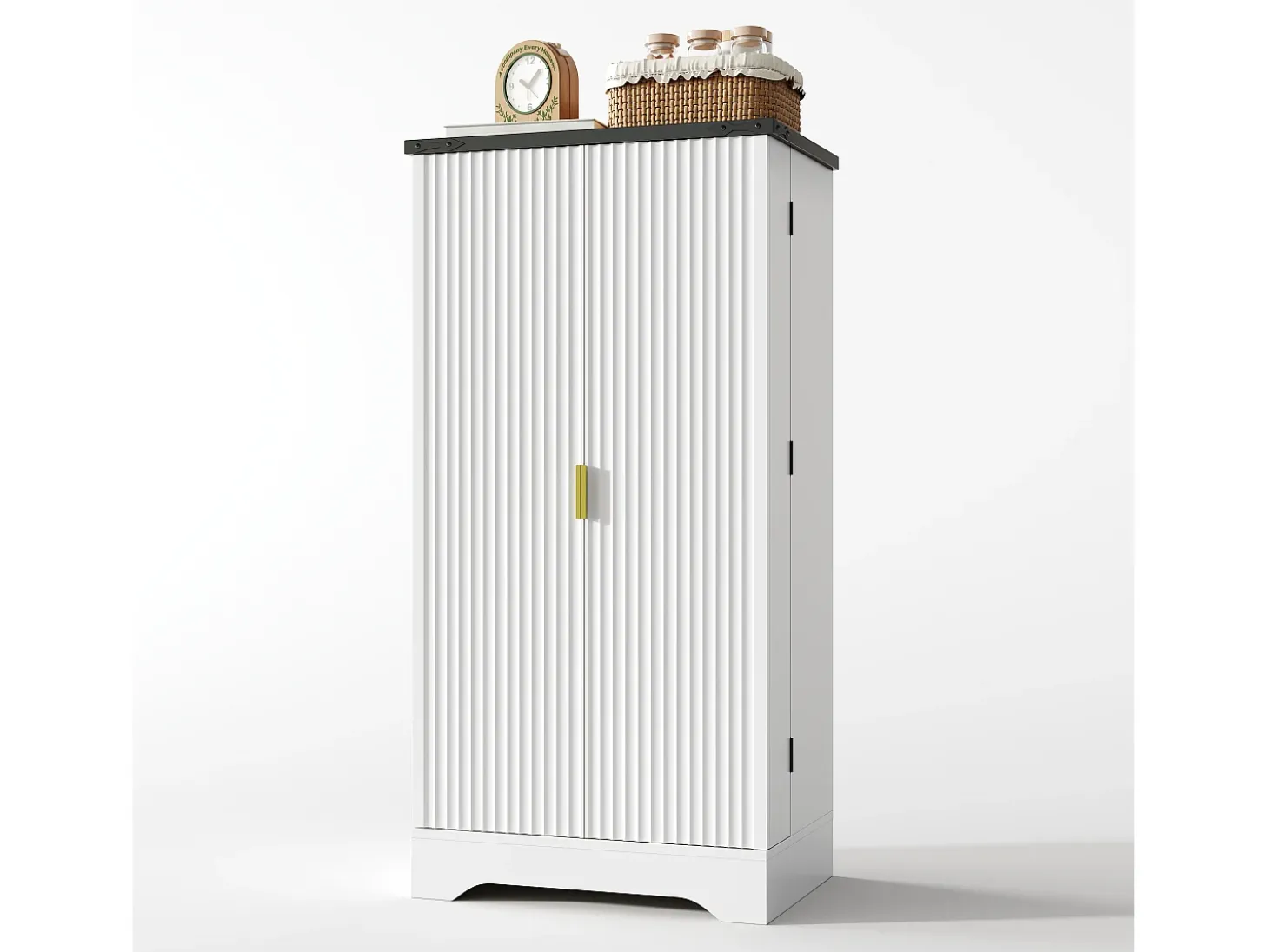 Buffet de cocina 60.5x40x120cm - con sensor de luz LED - con 2 puertas - con estantes regulables - Blanco