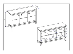 Buffet de diseño de 160cm para sala de estar en color gris y roble oscuro, colección PALACE.