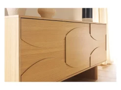 Buffet de madera clara de roble grabado L160 cm SEIGO