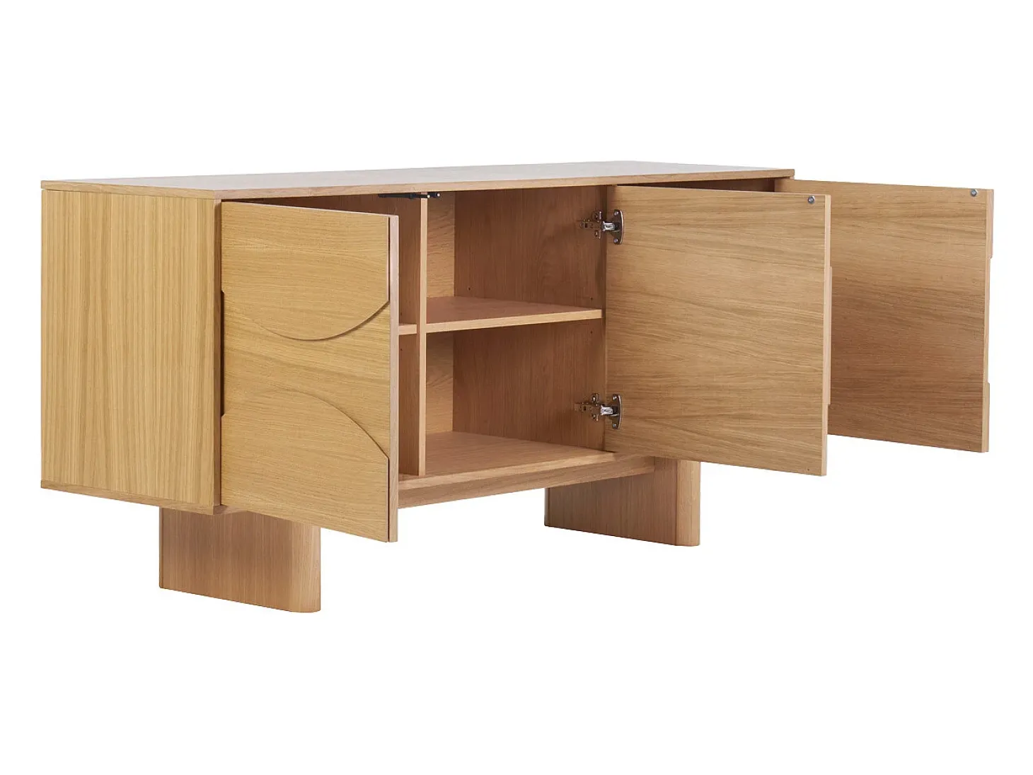 Buffet de madera clara de roble grabado L160 cm SEIGO