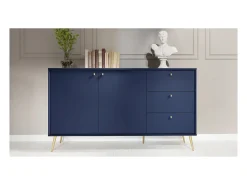 Buffet diseño AZURÉA – 2 puertas & 3 cajones – Azul profundo – 156x89x41 cm