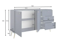 Buffet diseño AZURÉA – 2 puertas + 3 cajones – Color arena chic