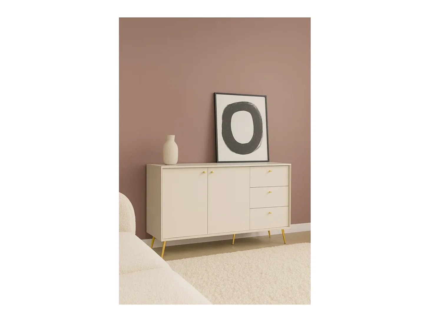Buffet diseño AZURÉA – 2 puertas + 3 cajones – Color arena chic