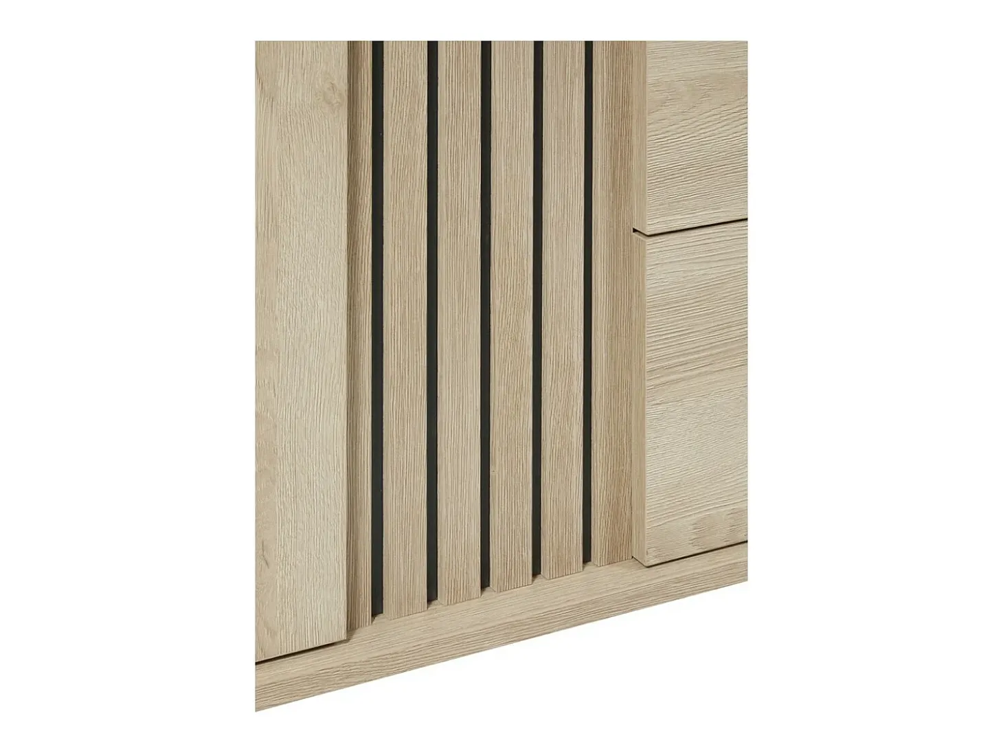 Buffet diseño 220cm con 2 puertas y 3 cajones para salón color roble claro colección LOFT patas de metal