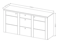 Buffet diseño 175cm para salón color blanco efecto madera y roble colección SANTIAGO.
