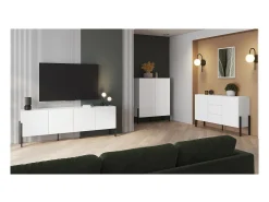 Buffet diseño colección SALMA - 2 puertas & 3 cajones – Blanco super mate & negro mate