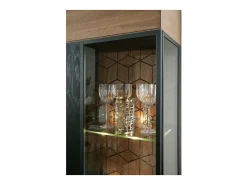 Buffet en madera de roble miel y acero negro 2 puertas 4 cajones Mazora 170 cm