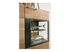 Buffet en madera de roble miel y acero negro 2 puertas 4 cajones Mazora 170 cm