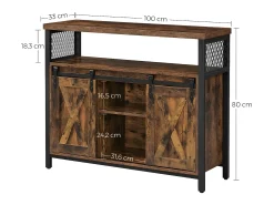 Buffet Estilo Industrial con Puertas Corredizas - L100 cm