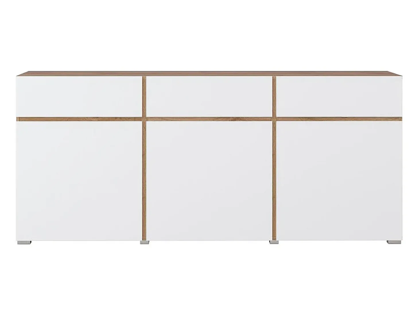 Buffet HAVANA – 180 cm – 3 puertas batientes y 3 cajones – Roble y blanco – Diseño contemporáneo