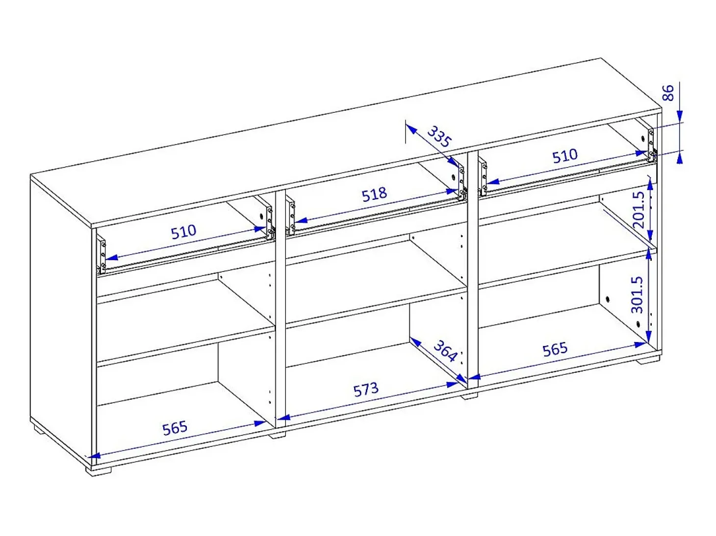 Buffet HAVANA – 180 cm – 3 puertas batientes y 3 cajones – Roble y blanco – Diseño contemporáneo