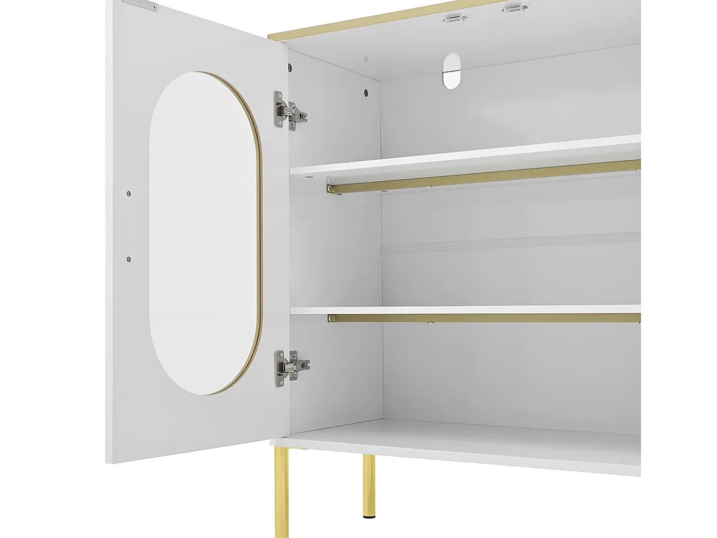 Buffet moderno 140×38×90 cm - con 2 cajones - con 2 puertas de vidrio - blanco