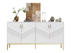 Buffet moderno 160×40×80,5 cm - con 4 puertas - MDF - blanco