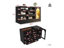 Buffet moderno 120×40×75 cm - con 6 cajones y 1 puerta - con LED - MDF - negro