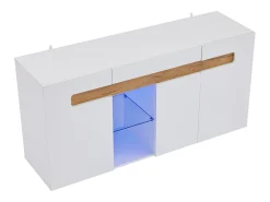 Buffet moderno 140x40x70 cm - con iluminación LED - con 3 puertas - blanco