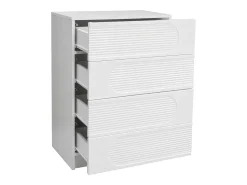 Buffet moderno 60x38.5x85 cm - Mueble de almacenamiento con 4 cajones - Acabado brillante - Blanco