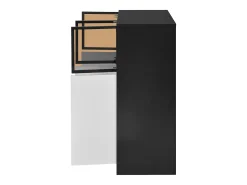 Buffet moderno 100x40x105cm - con 3 puertas de vidrio y 3 puertas blancas - con LED - tablero de partículas - Blanco + Negro