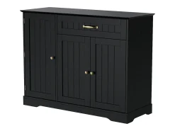 Buffet moderno 107x40x83.4cm - con 3 puertas y 1 cajón - con estantes ajustables - Negro