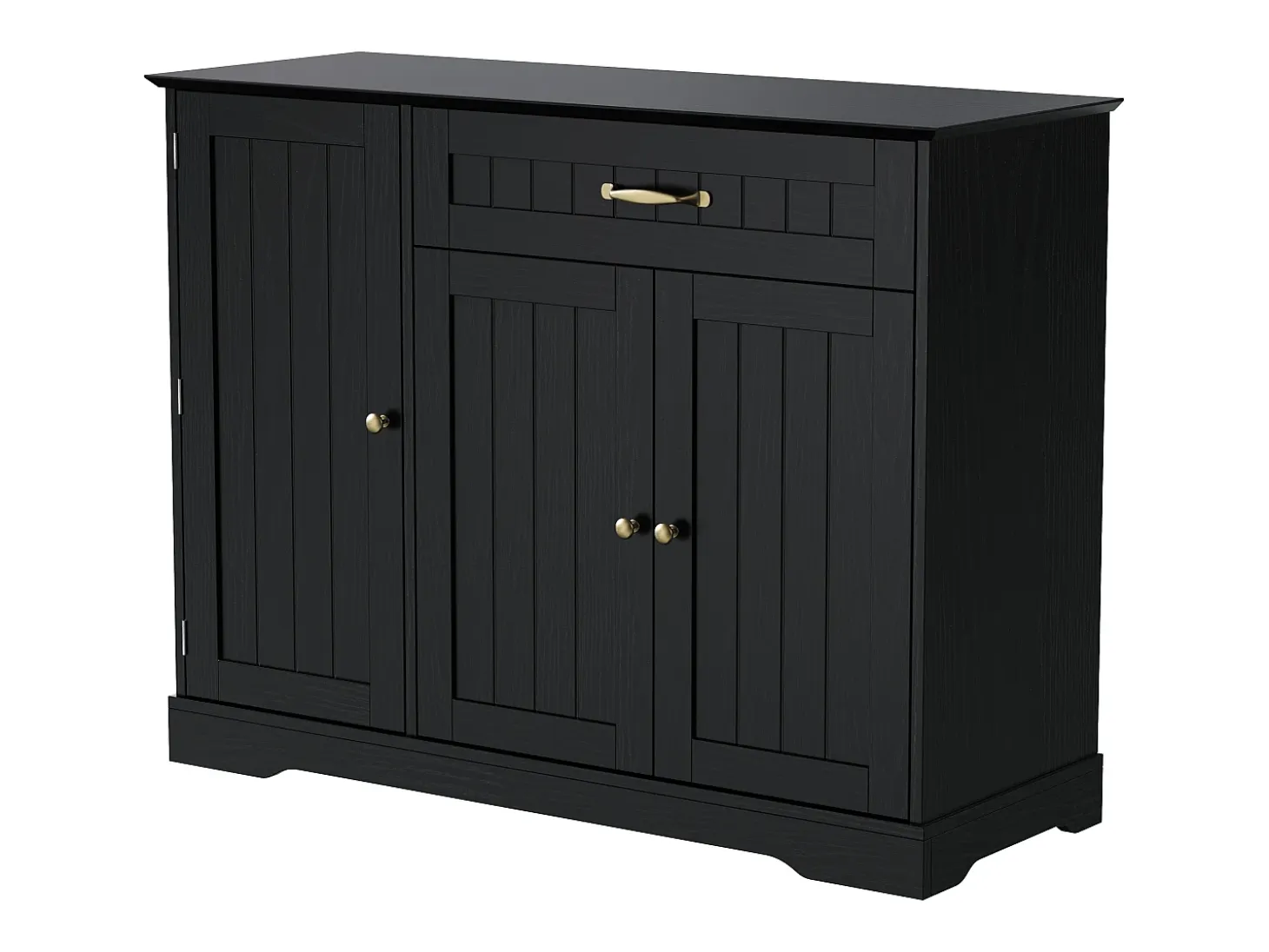 Buffet moderno 107x40x83.4cm - con 3 puertas y 1 cajón - con estantes ajustables - Negro