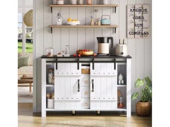 Buffet moderno 120x40x80cm - con 2 puertas correderas y 3 cajones - Blanco + Marrón