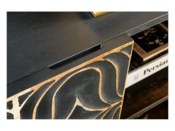 Buffet PALAZZO 180 cm – Madera maciza gris y dorada – Tallado estilo retro-veneciano