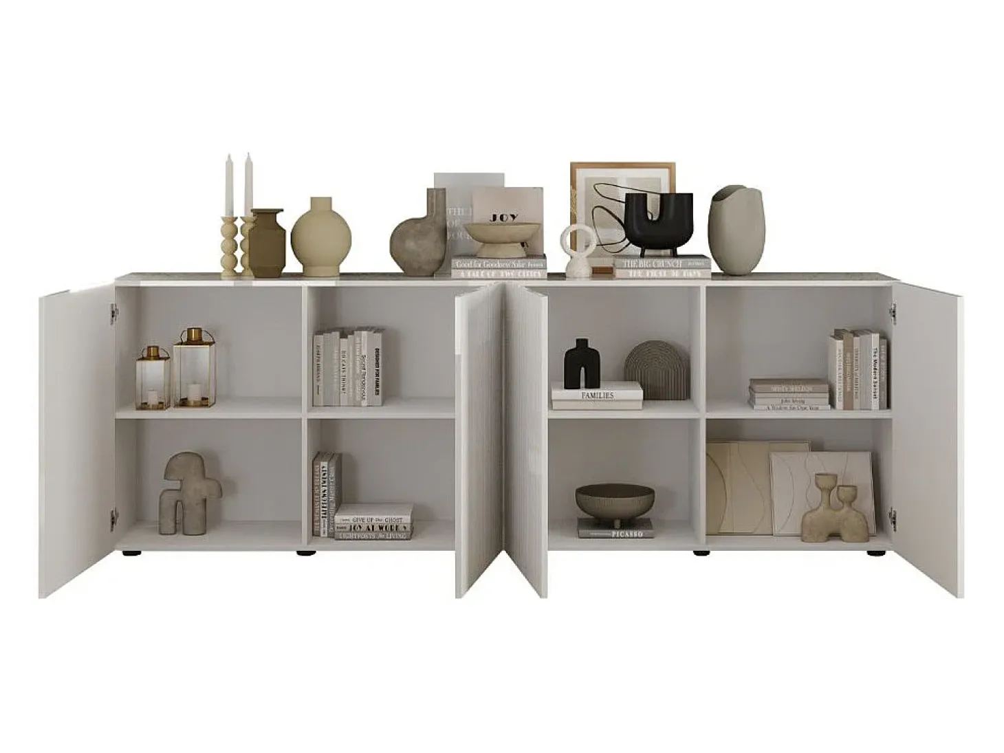 Buffet SCENA – 241×84×42 cm – 4 puertas – Blanco lacado