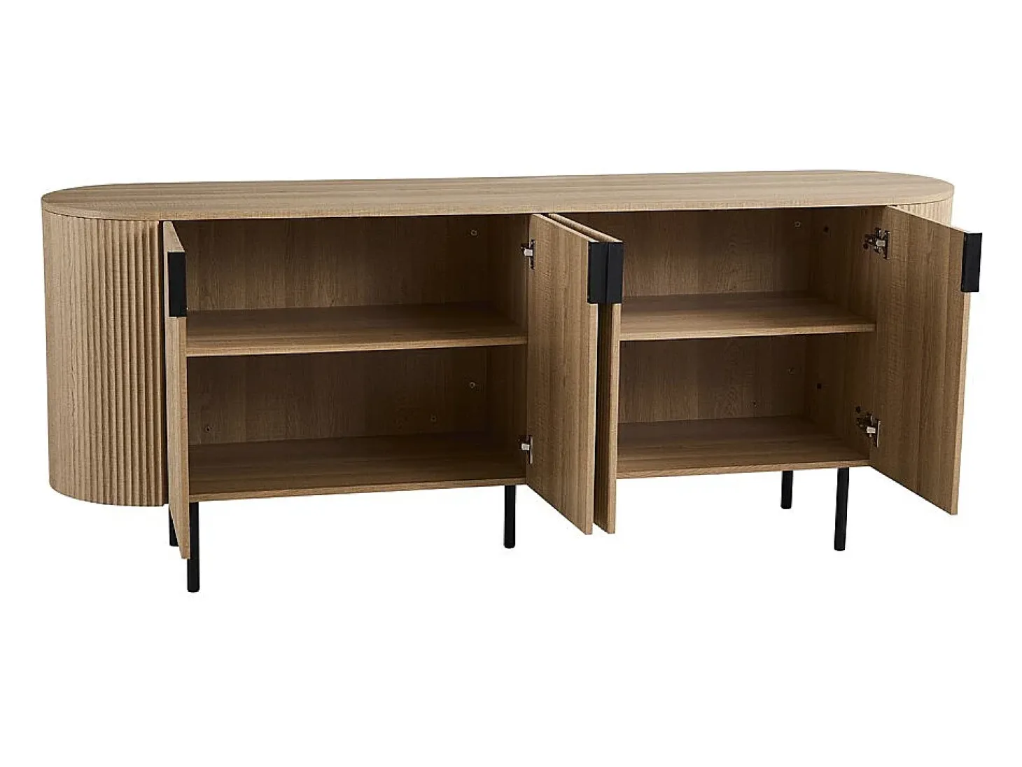 Buffet VAGOS – Color roble natural – 4 puertas – 200 cm – Gran aparador moderno – Almacenamiento espacioso