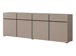 Buffet XL coloris beige et noir 225cm collection HAVANA. Aparador de diseño con 4 puertas y 4 cajones.