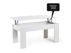 Buyqualia Mesa de Centro de Madera Rectangular elevable con Compartimento bajo Tapa Color (Blanco) (51/63x105x55 cm)
