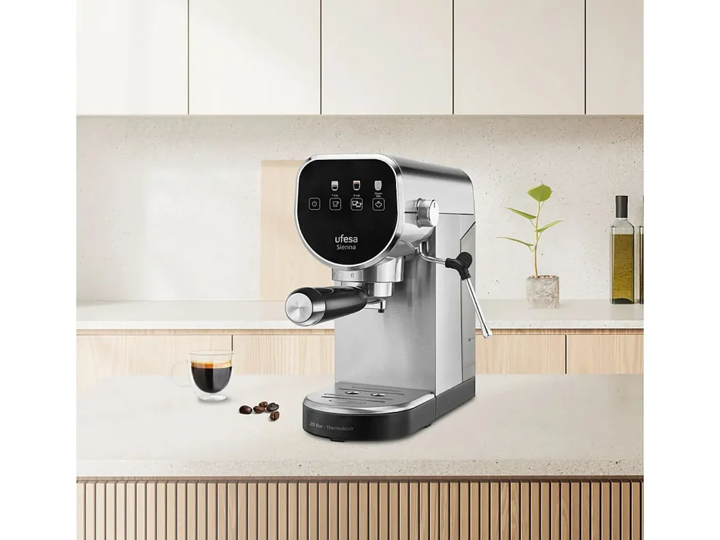 Cafetera espresso Ufesa Sienna 1360W 0,9L 2 tazas gris/negro