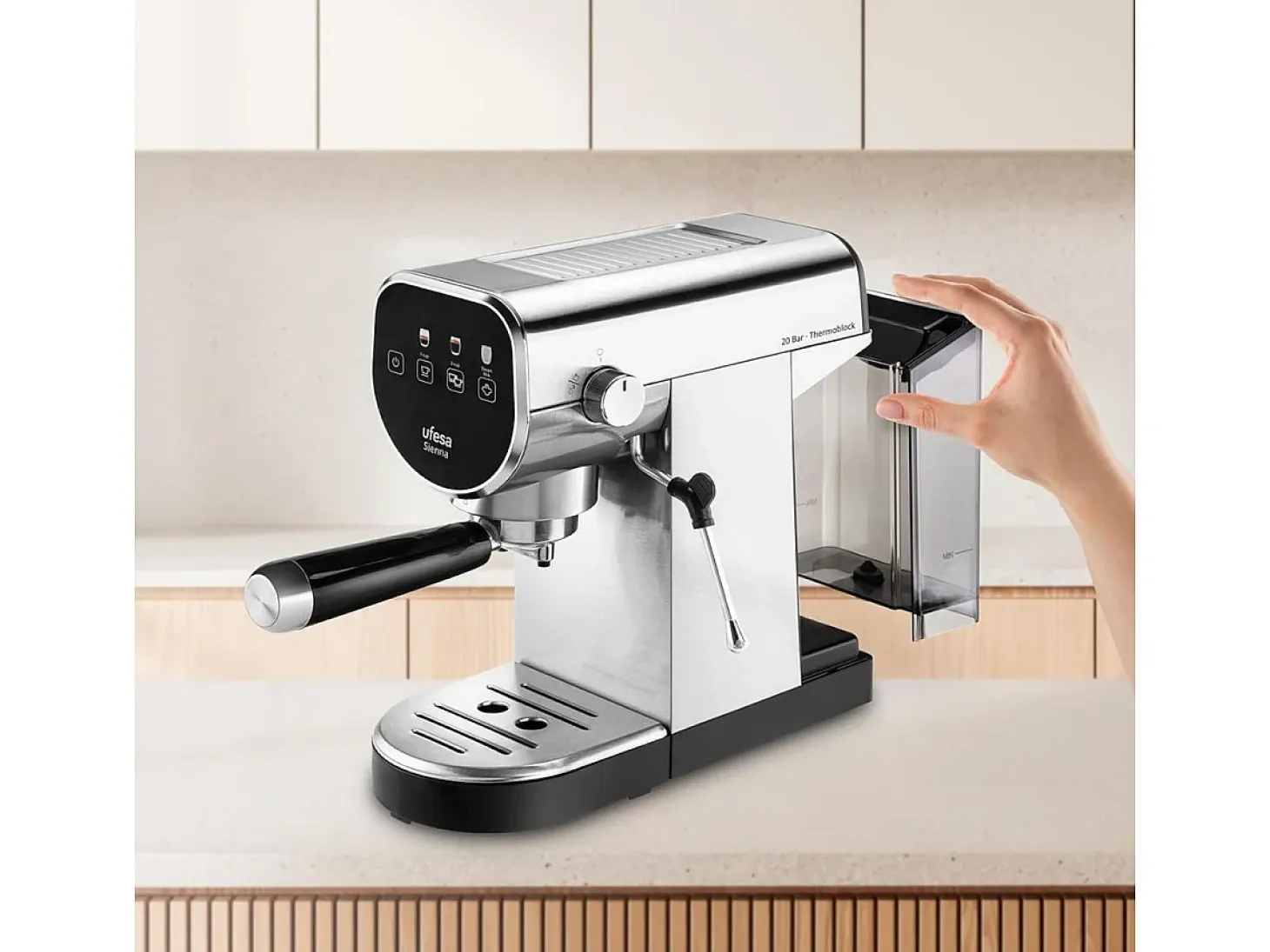 Cafetera espresso Ufesa Sienna 1360W 0,9L 2 tazas gris/negro