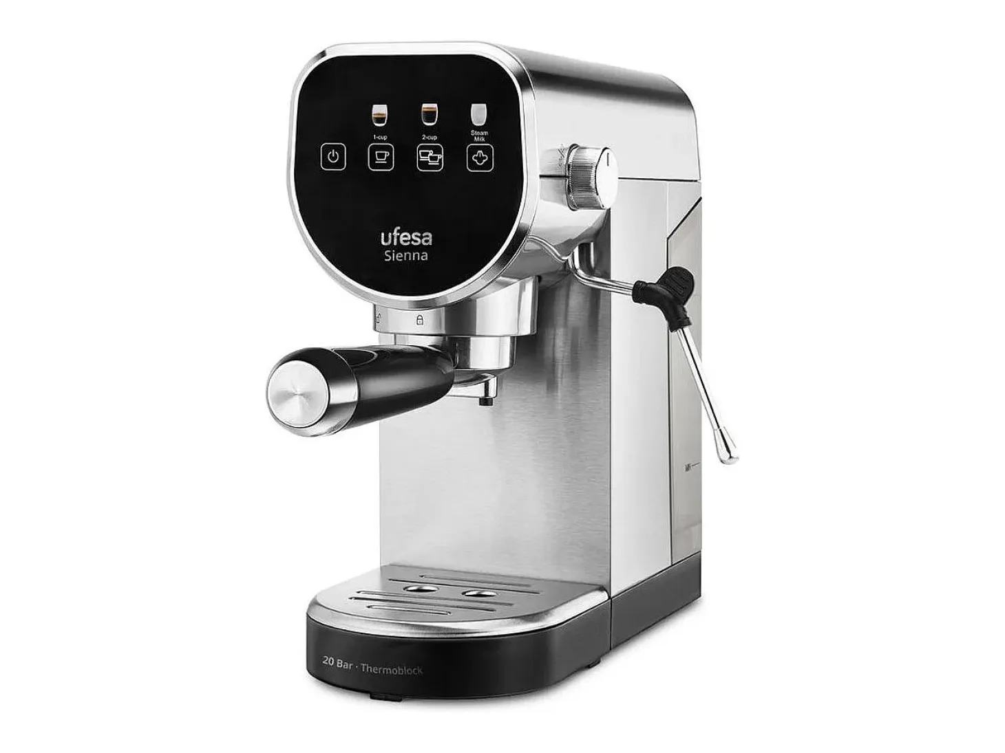 Cafetera espresso Ufesa Sienna 1360W 0,9L 2 tazas gris/negro