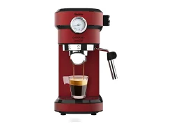 Cafetera Express con Manómetro Cafelizzia 790 Shiny Pro. Brazo con Doble Salida y Dos filtros, 20bares de Presión, Depósito extraíble de 1,2L, 1350W, Rojo