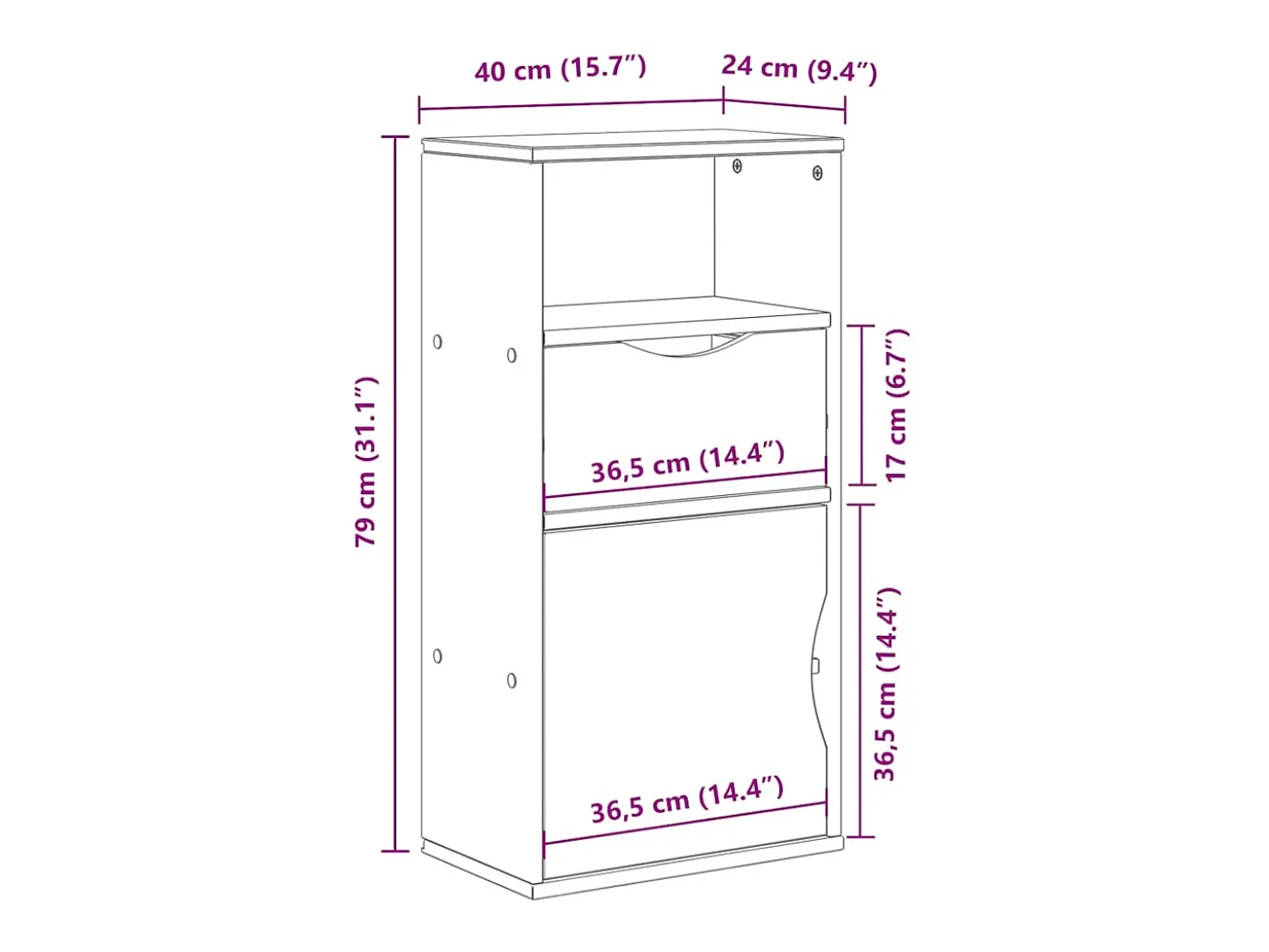 Cajonera auxiliar ODDA blanca 40x24x79 cm madera maciza de pino