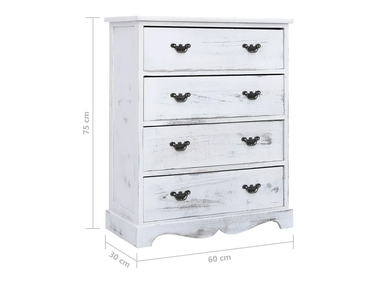 Cajonera de madera blanca 60x30x75 cm