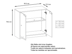 Cajonera Logan, Cómoda con 2 Puertas, negro mate/negro de alto brillo (82 x 78 x 37 cm)