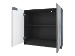 Cajonera Logan, Cómoda con 2 Puertas, negro mate/negro de alto brillo (82 x 78 x 37 cm)