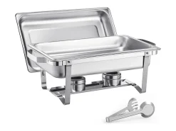 Calentadores de Comida SucceBuy Juego de Platos Calentadores Rectangulares de 2 Piezas de 7.5 L, Acero Inoxidable