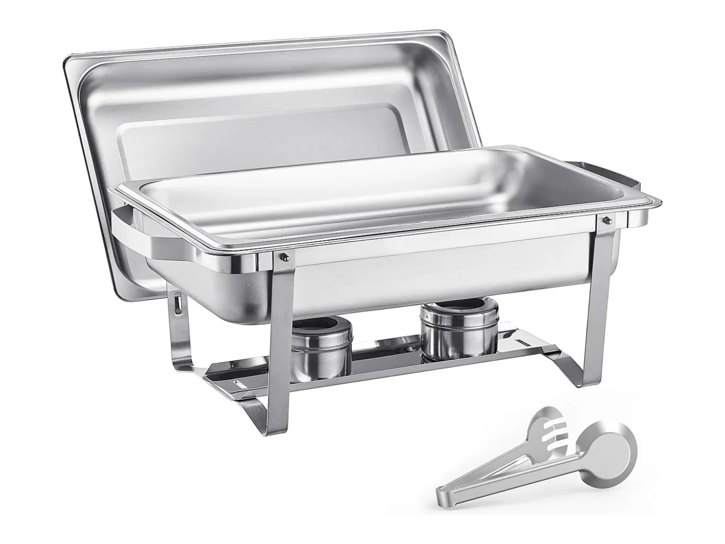 Calentadores de Comida SucceBuy Juego de Platos Calentadores Rectangulares de 2 Piezas de 7.5 L, Acero Inoxidable