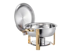 Calentadores de Comida SucceBuy Juego de 4 Calentadores de Bufé Redondos de 4.7 L, de Acero Inoxidable, con 4 Cuencos de Gran Capacidad, Tapa y Pinzas