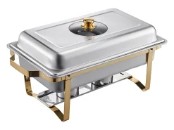 Calentadores de Comida SucceBuy Juego de Bufé Rectangular de 7.5 L (Juego de 2, con Bandejas de Acero Inoxidable de Tamaño Medio)