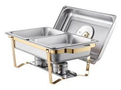 Calentadores de Comida SucceBuy Juego de Bufé Rectangular de 7.5 L (Juego de 2, con Bandejas de Acero Inoxidable de Tamaño Medio)
