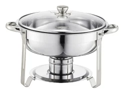 Calentadores de Comida SucceBuy Juego de 2 Platos de Calentamiento Redondos de Acero Inoxidable para Bufé, de 4.7 L con Cacerolas de Tamaño Completo