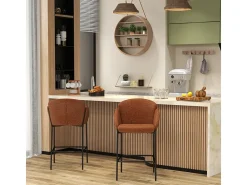 CANDICE-Silla de bar de tela terracota (x2)