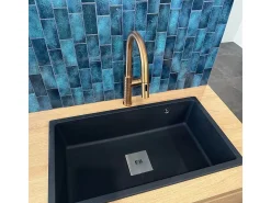 Carrit fregadero 1 cuba grande solo 78x43.5 granito negro Essebagno