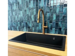 Carrit fregadero 1 cuba grande solo 78x43.5 granito negro Essebagno