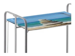Carrito auxiliar plegable con ruedas - Estructura metálica gris, 2 estantes laminados Decorado Playa – 72*66*43 cm - BAUHAUS