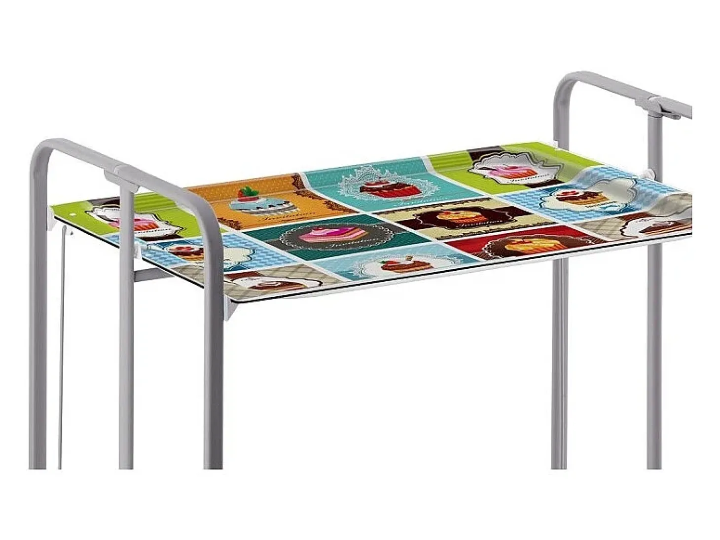 Carrito auxiliar plegable con ruedas - Estructura metálica gris, 2 estantes laminados decorado Vintage2 – 72*66*43 cm - BAUHAUS