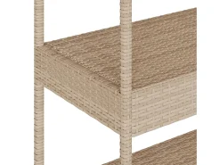 Carrito de bar 3 niveles ratán PE y madera maciza acacia beige
