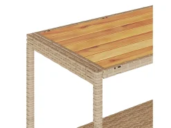 Carrito de bar 3 niveles ratán PE y madera maciza acacia beige